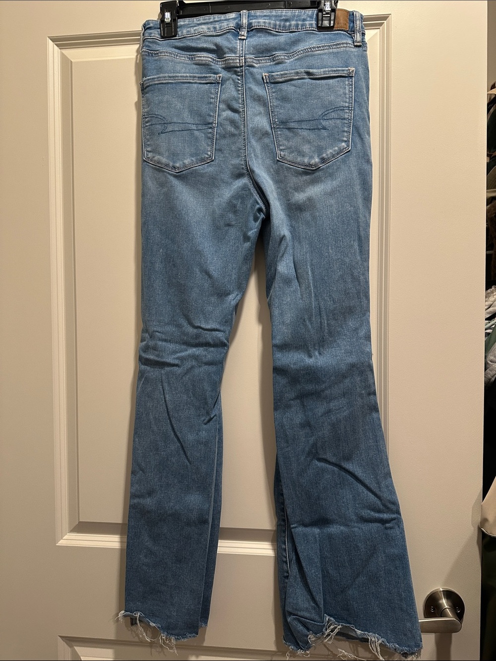 American Eagle Outfitters Light Blue Ripped Flare Jeans - Picture 5 of 5